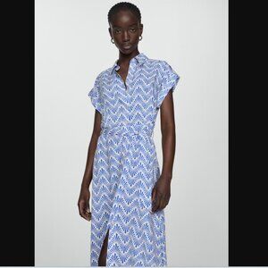 Mango bow shirt dress with geometric design